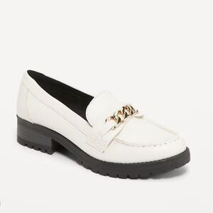 Old Navy Cream Loafers with Gold Chain
